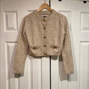 Beige Cardigan with Gold Buttons